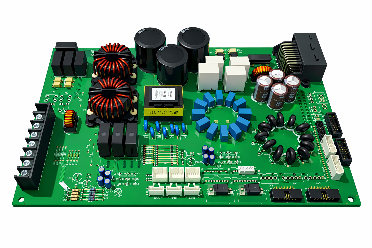 PCB with various components mounted